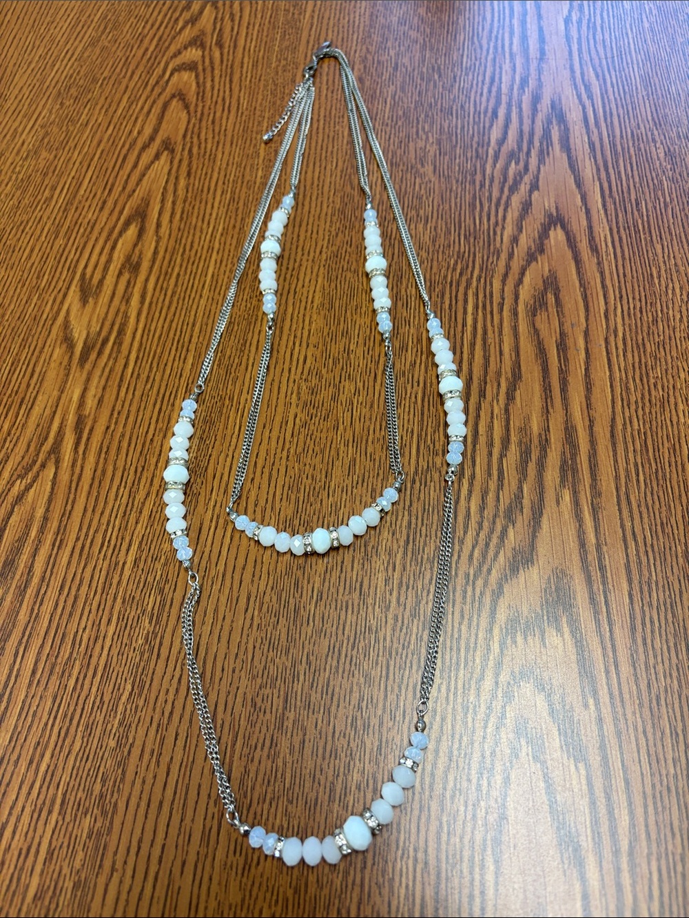 Multi-Strand White Beaded Layered Necklace - Women’s Jewelry